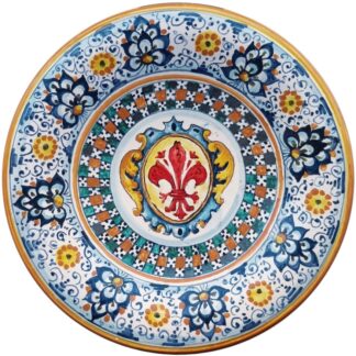 Piatto cm 34 con Giglio fiorentino centrale e decorazione PALMETTA PERSIANA