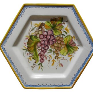 Piatto Esagonale cm 40 x 34 con Uva al Centro