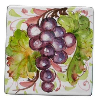 Mattonella quadrata 10 x 10 cm decoro TRALCIO D'UVA