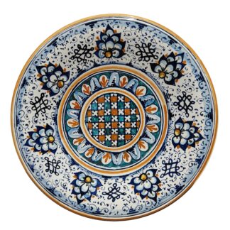 Piatto diametro cm 35 con Geometrico centrale e decorazione PALMETTA PERSIANA