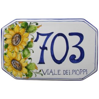 NUMERO CIVICO 20 x 12,5 cm decoro GIRASOLI INTERI