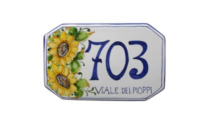 NUMERO CIVICO 20 x 12,5 cm decoro GIRASOLI INTERI