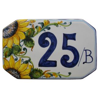 NUMERO CIVICO 20 x 12,5 cm decoro PORZIONE DI GIRASOLI