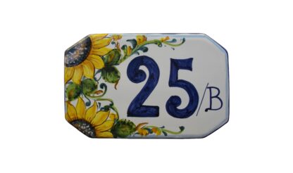 NUMERO CIVICO 20 x 12,5 cm decoro PORZIONE DI GIRASOLI