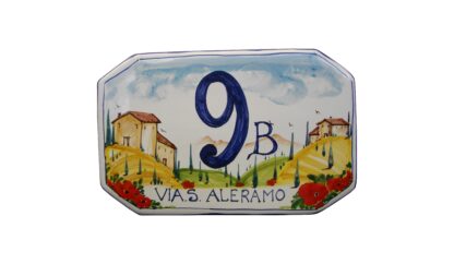 NUMERO CIVICO 20 x 12,5 cm decoro PAESAGGIO TOSCANO