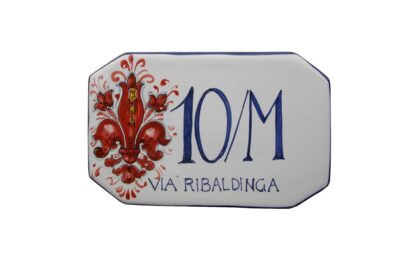 NUMERO CIVICO 20 x 12,5 cm decoro GIGLIO FIORENTINO