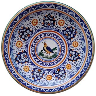 Piatto cm 35 con UCCELLINO DI MONTELUPO centrale e decorazione PALMETTA PERSIANA