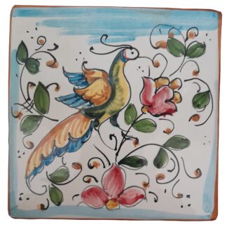 Mattonella quadrata 10 x 10 cm decoro PAVONE sinistro
