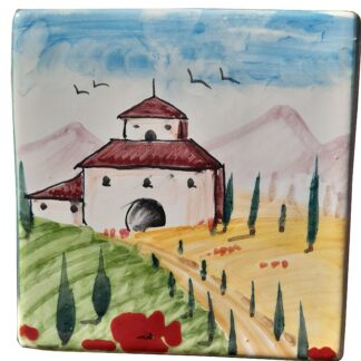 Mattonella quadrata 10 x 10 cm decoro Paesaggio Toscano 1