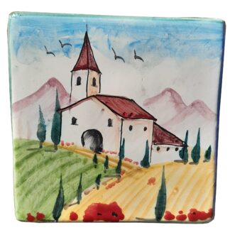 Mattonella quadrata 10 x 10 cm decoro Paesaggio Toscano 2